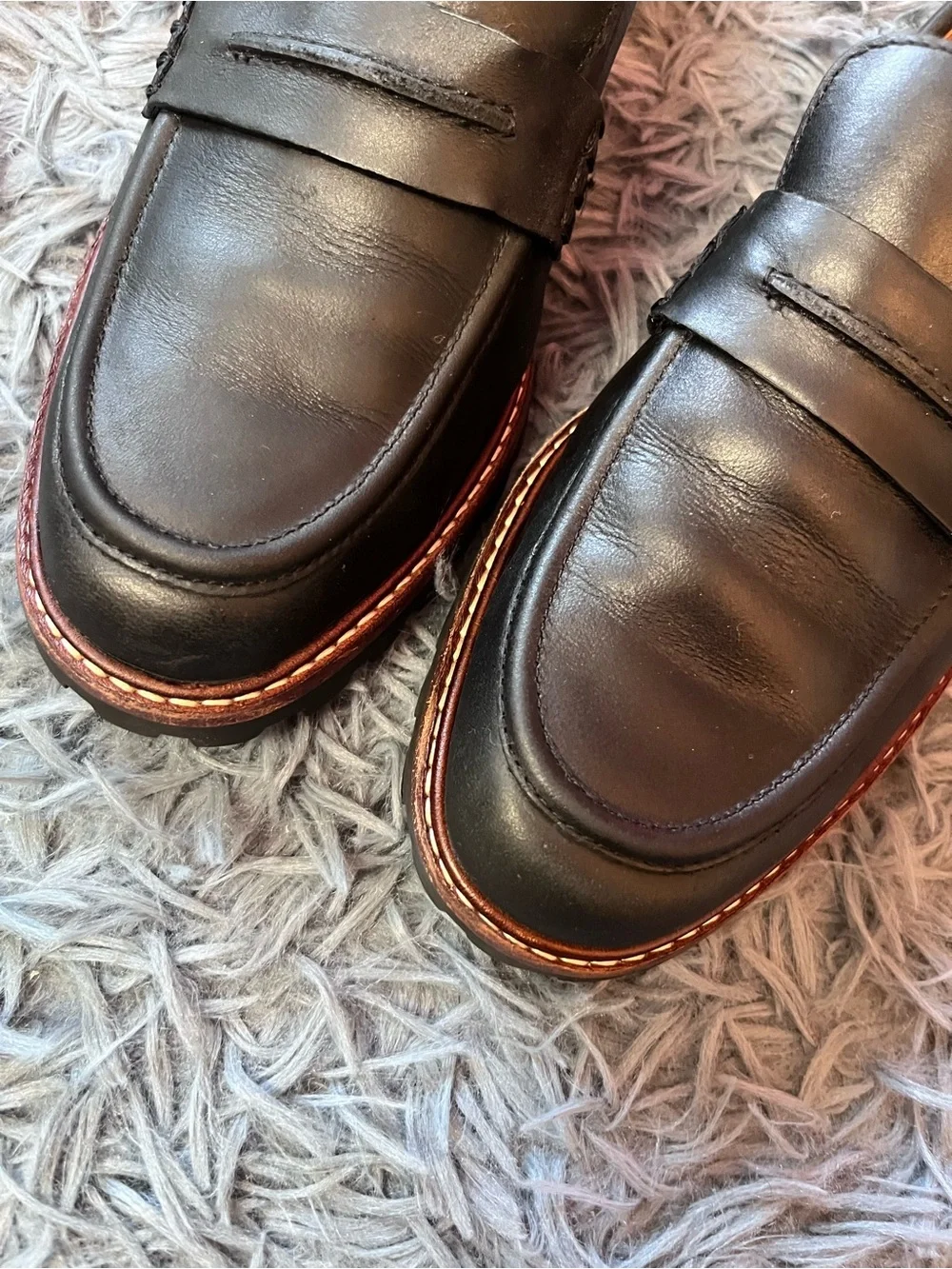 Madewell Classic Black Leather The Corinne Lugsole Penny Loafers Size 9 - Picture 5 of 8